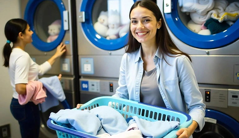 clear laundry in washing machine